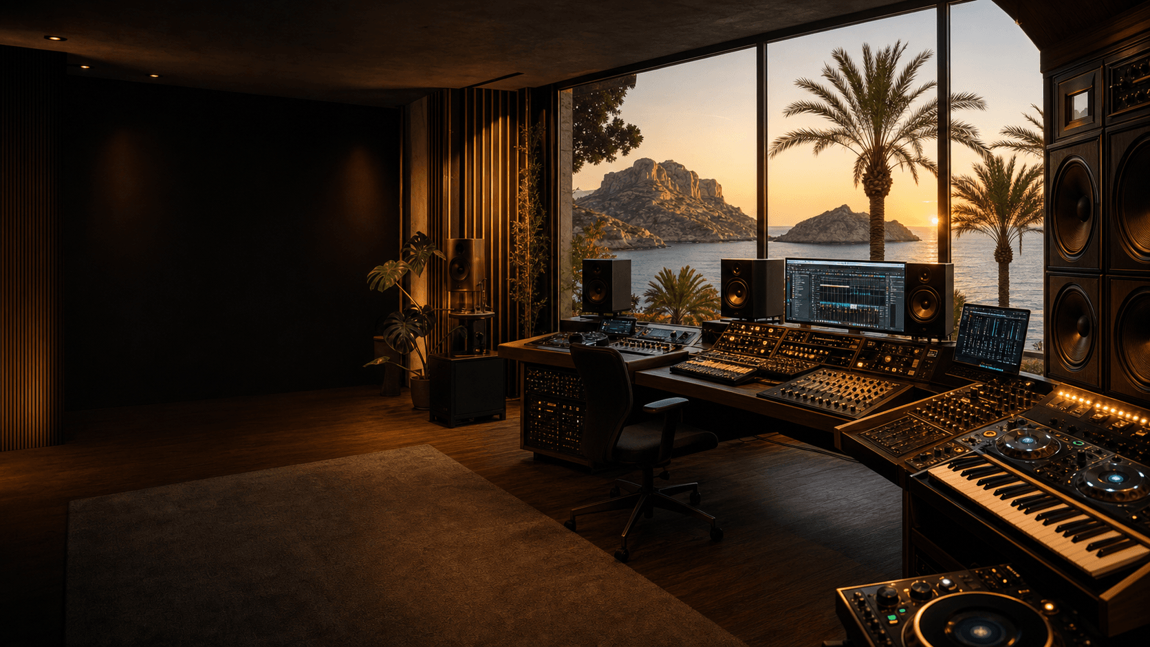 Professional electronic music studio in Ibiza with sea view